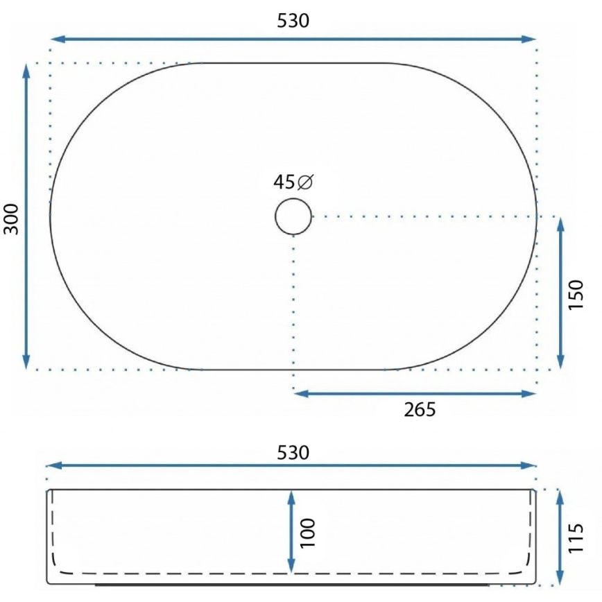 REA-U9108 - Lauapealne valamu LAYLA 30x53 cm keraamika/läikiv valge