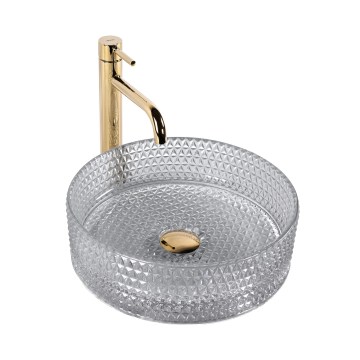 REA-U9615 - Lauale paigaldatav valamu CRISTAL Ø 35,5 cm klaas/hall