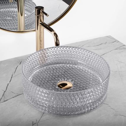 REA-U9615 - Lauale paigaldatav valamu CRISTAL Ø 35,5 cm klaas/hall