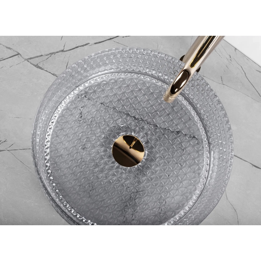 REA-U9615 - Lauale paigaldatav valamu CRISTAL Ø 35,5 cm klaas/hall