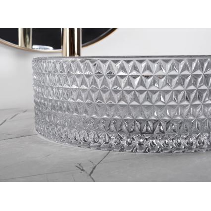 REA-U9615 - Lauale paigaldatav valamu CRISTAL Ø 35,5 cm klaas/hall