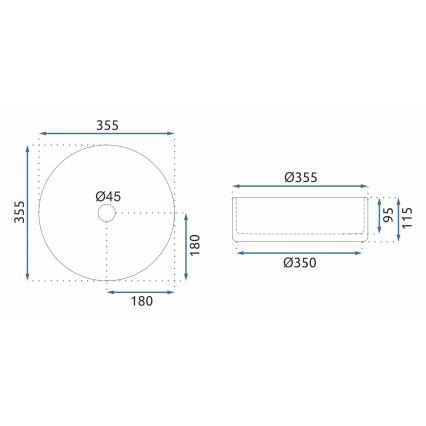 REA-U9615 - Lauale paigaldatav valamu CRISTAL Ø 35,5 cm klaas/hall