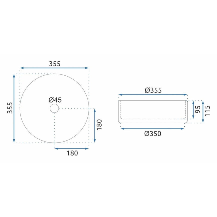 REA-U9615 - Lauale paigaldatav valamu CRISTAL Ø 35,5 cm klaas/hall
