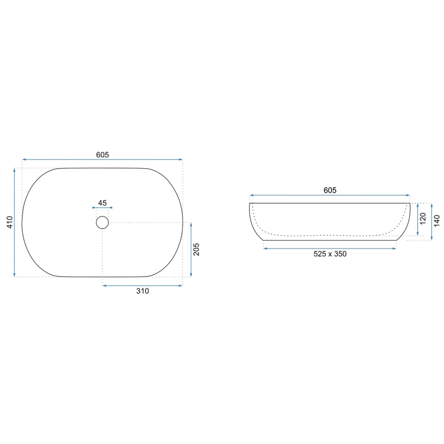 REA-U9655 - Lauale paigaldatav valamu CLEO 41x60,5 cm keraamiline/beež