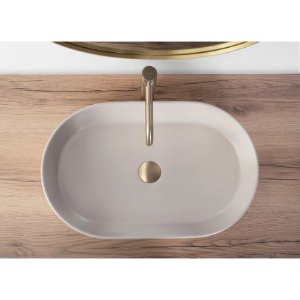 REA-U9661 - Lauapinnale paigaldatav valamu NADIA 38,5x61 cm keraamiline/beež