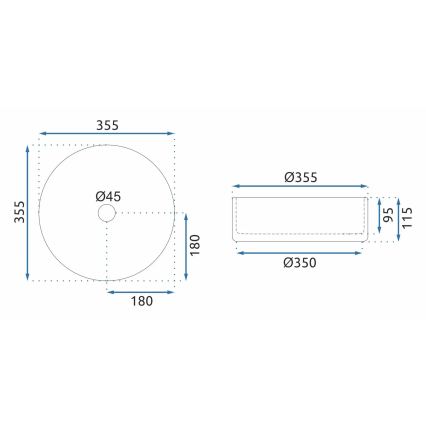 REA-U9670 - Lauaplaadile paigaldatav CRISTAL valamu, 35,5 cm, klaas/läbipaistev