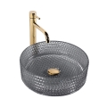 REA-U9671 - Lauapealne valamu CRISTAL, Ø 35,5 cm, klaas/suitsuhall