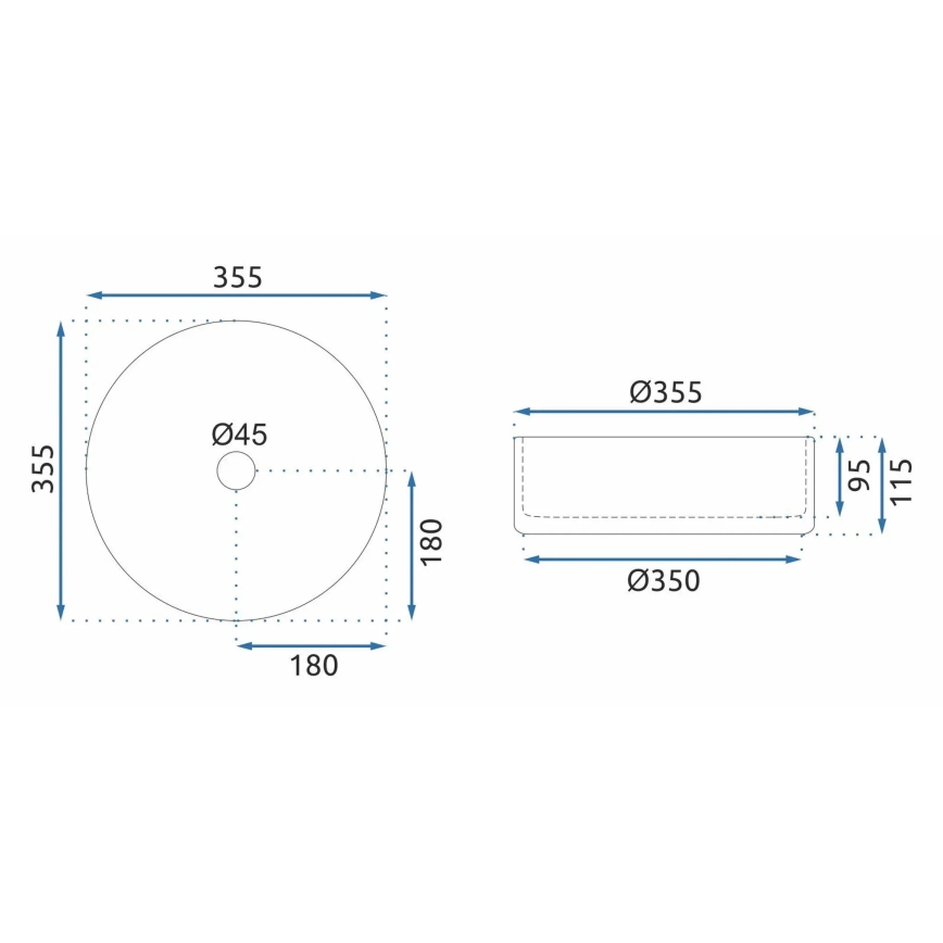 REA-U9671 - Lauapealne valamu CRISTAL, Ø 35,5 cm, klaas/suitsuhall