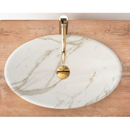 REA-U9685 - Lauaplaadile paigaldatav valamu PAMELA 33x53 cm keraamika/marmorimuster