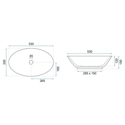 REA-U9685 - Lauaplaadile paigaldatav valamu PAMELA 33x53 cm keraamika/marmorimuster
