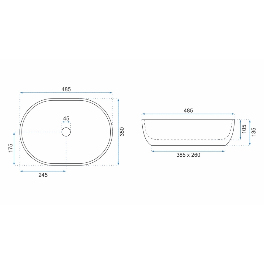 REA-U9888  - LARA lauapealne valamu 35x48,5 cm keraamika/kiviimitatsioon