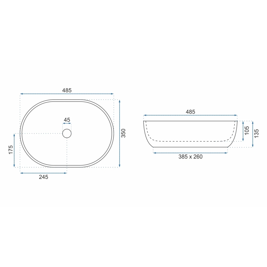 REA-U9889 - Lauapinna valamu LARA 35x48,5 cm keraamika/hall/kiviimitatsioon
