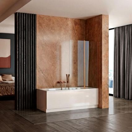 REA-W5696 - Kokkupandav vannisein AGAT 140x80 cm harjatud vask/selge klaas