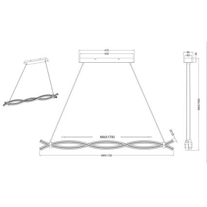 Reality - LED Lühter WAVE LED/16W/230V + LED/9W