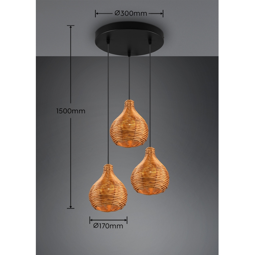 Reality - Rippvalgusti kaabliga SPROUT 3xE14/40W/230V pruun/rotang
