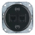 Reblig - Portselanist retro Ethernet-pistikupesa, raamita, 2x CAT.5E, must