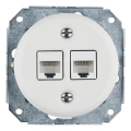 Reblig - portselanist retro Ethernet-pistikupesa raamita 2x CAT.5E valge