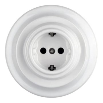 Reblig - portselanist retro seinapistikupesa raamiga SCHUKO 250V/16A valge