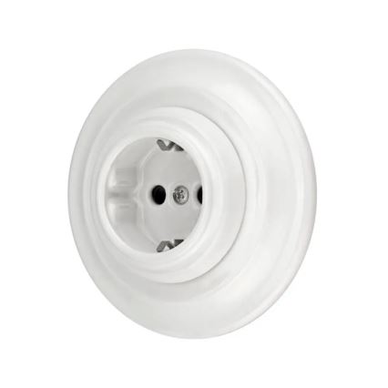 Reblig - portselanist retro seinapistikupesa raamiga SCHUKO 250V/16A valge