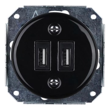 Reblig - Portselanist retro USB-pistikupesa raamita 2x USB-A must