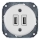 Reblig - portselanist retro USB-seinakontakt, raamita, 2× USB-A, valge