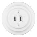 Reblig - portselanist retro USB-seinapistik raamiga 2x USB-A valge