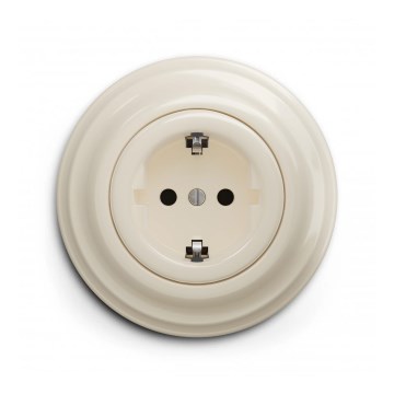 Reblig - retro kodune pistikupesa raamiga SCHUKO 230 V/16 A beež