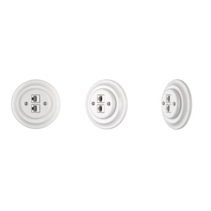 Reblig - portselanist retro Ethernet-pistikupesa raamita 2x CAT.5E valge