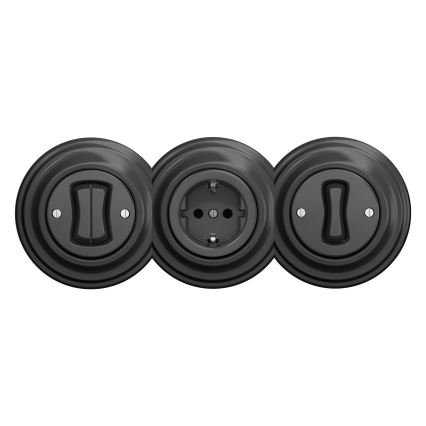 Reblig - Retro raamita kodune SCHUKO pistikupesa 230V/16A antratsiithall