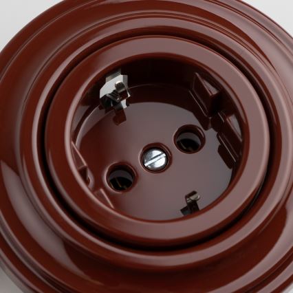 Reblig - Retro seinakontakt SCHUKO 230V/16A raamiga, pruun