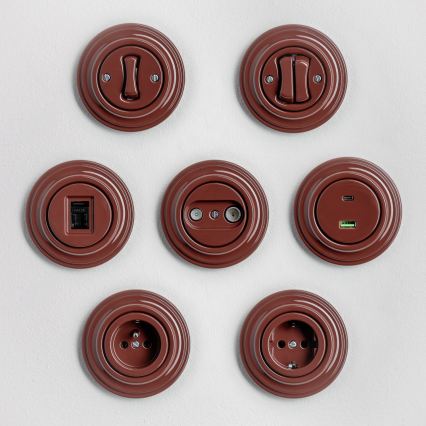 Reblig - Retro seinakontakt SCHUKO 230V/16A raamiga, pruun
