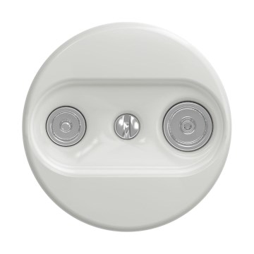 Reblig - retro TV+R läbiv seinapistikupesa, raamita, keraamiline, valge