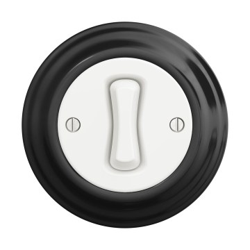 Reblig - Retro ühepoolne lüliti raamiga nr 1 lumivalge/must
