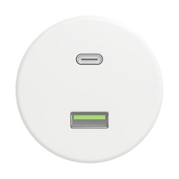 Reblig - retro USB-A ja USB-C pistikupesa, raamita, lumivalge
