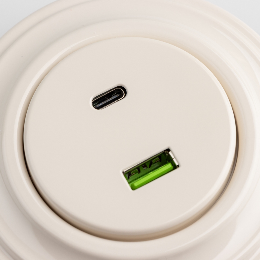 Reblig - retro USB A+C pistikupesa raamiga, beež