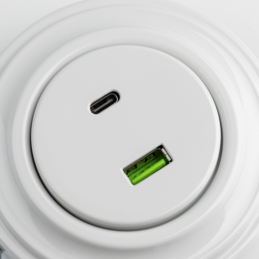 Reblig - retro USB-pistikupesa A+C raamiga, keraamiline, valge