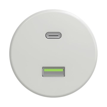 Reblig - Retro USB-pistikupesa A+C, raamita, keraamiline, valge