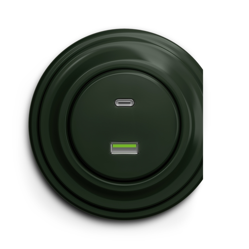 Reblig - Retro USB-pistikupesa A+C raamita roheline