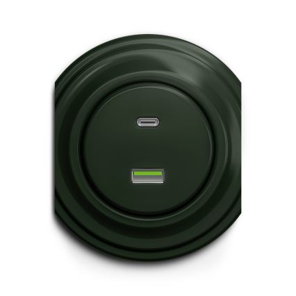 Reblig - Retro USB-pistikupesa A+C raamita roheline