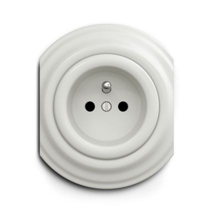 Reblig - Retro valge keraamiline raamita pistikupesa 230V