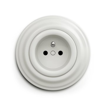 Reblig - retrostiilis kodune pistikupesa raamiga, 230 V, keraamiline, valge
