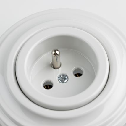Reblig - retrostiilis kodune pistikupesa raamiga, 230 V, keraamiline, valge