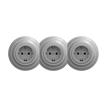 Reblig - retrostiilis kolmikupesa SCHUKO 230 V raamiga, hall