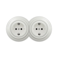 Reblig -Topelt retro seinapesa koduseks kasutamiseks raamiga SCHUKO 230V valge keraamiline