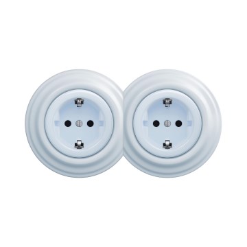 Reblig - topelt retro-seinapistikupesa raamiga SCHUKO 230 V, sinine
