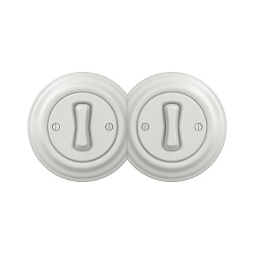 Reblig - topelt retro ühepolaarne lüliti raamiga nr 1, keraamiline valge