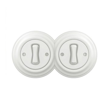 Reblig - Topelt retro ühepoolne lüliti raamiga nr. 1 lumivalge