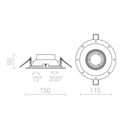 RED - Design Rendl - R12046 - Süvistatav valgusti IPSO 1xGU10/50W/230V