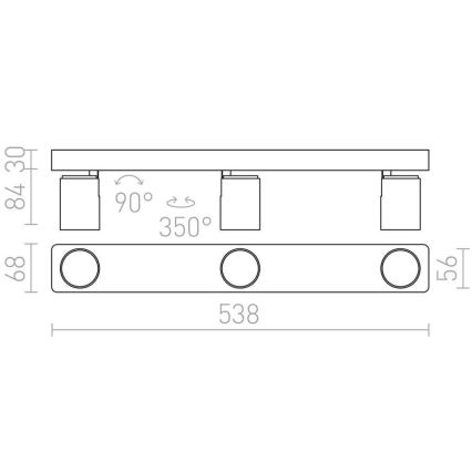 RED - Design Rendl - R12078 - Kohtvalgusti DUGME 3xGU10/35W/230V