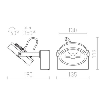 RED - Design Rendl - R12332 - LED Kohtvalgusti seinale KELLY LED/12W/230V